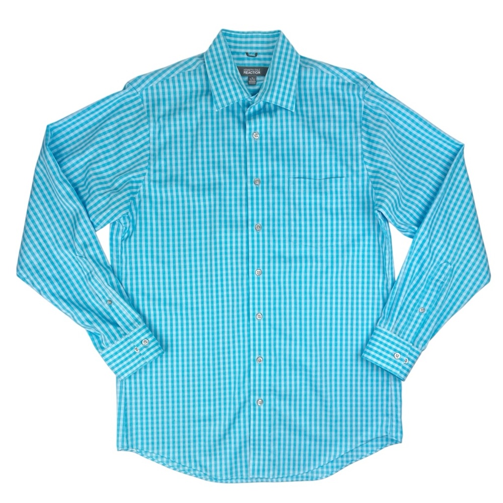 Kenneth Cole Reaction Mens Dress Shirt M (15-15.5) Sleeve 34-35 Reg‎ Fit No Iron